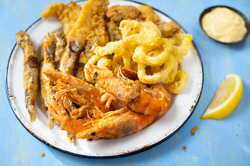 Poster - rustic italian fried seafood fritto misto