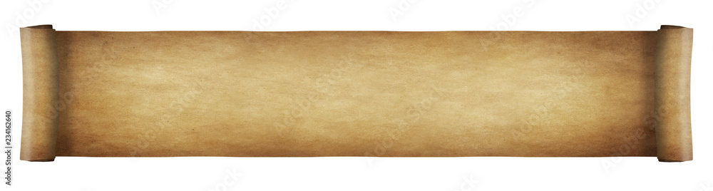 Aged paper scroll - long - obrazy, fototapety, plakaty 