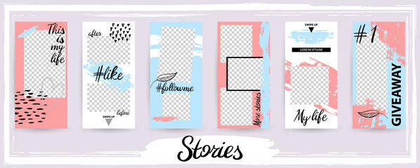 Trendy editable template for social networks stories, vector illustration.