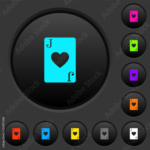 Foto  Jack of hearts card dark push buttons with color icons