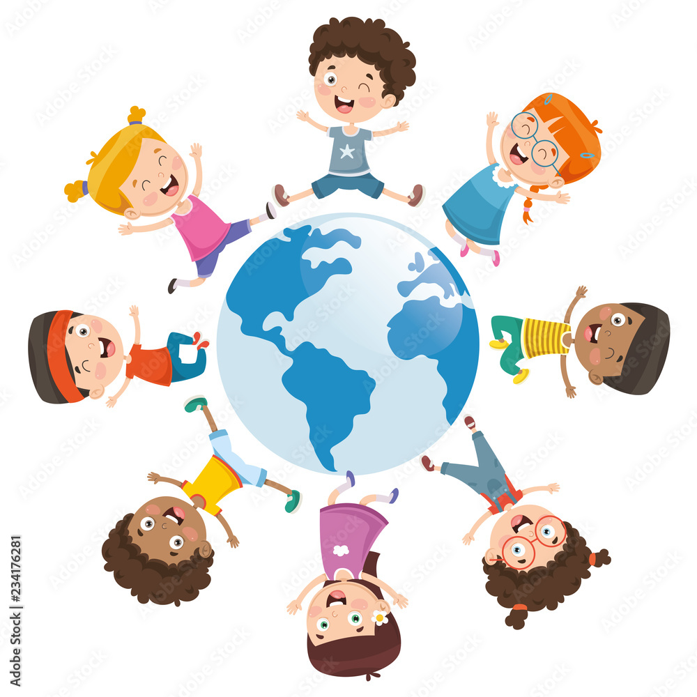 Vector Illustration Of Kids Playing Around The World Stock Vector ...