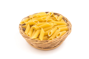 Wall Mural - Pasta Penne in a basket bowl