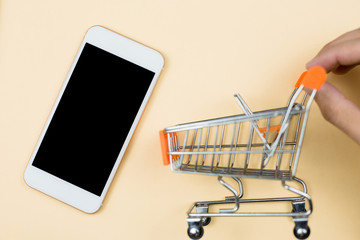 Shopping cart with smartphone