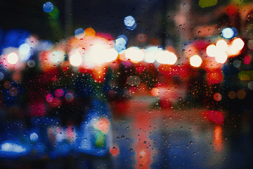 Wall Mural - drop on window car with the rainy night city