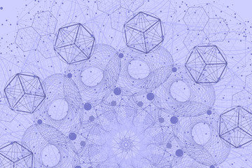 Wall Mural - the science and mathematics abstract background with circles, cube, triangles and a lot of lines. sa
