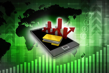 3d rendering Stock market online business concept. business Graph on mobile
