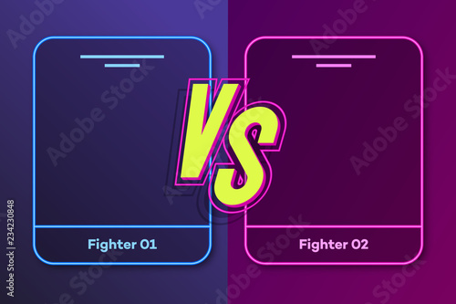Versus Banner With Frame For Two Fighters And Vs Sign Modern Neon