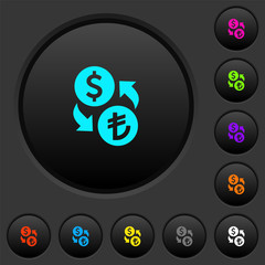 Canvas Print - Dollar Lira money exchange dark push buttons with color icons