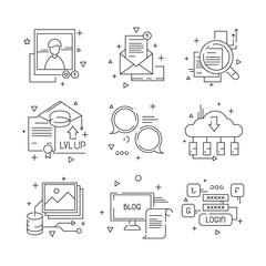 Canvas Print - social media communication icon. web media endorsement community group person people talking line sy