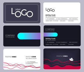 Wall Mural - Visiting cards. Business style office identity personal cards design vector template. Illustration of business card with name and personal identity