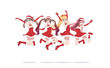 © ApoevArt - Joyful anime manga girls as Santa Claus in a jump