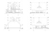 © Free_styler - Set of private house facades, detailed architectural technical drawing, vector blueprint