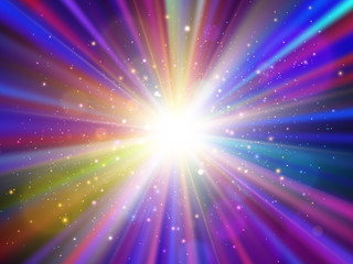 Sticker - Light effect. Star burst with sparkles. Colorful vector explosion.