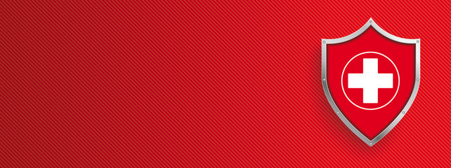 Wall Mural - red banner protection shield medicine cross