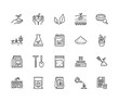 © nadiinko - Soil testing flat line icons set. Agriculture, planting vector illustrations, hands holding ground with spring, plant fertilizer. Thin signs for agrology survey. Pixel perfect 64x64. Editable Strokes.