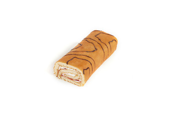 Wall Mural - biscuit swiss roll isolated on white background.