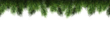 Horizontal Christmas Border Frame With Fir Branches, Pine Cones. Vector Illustration.