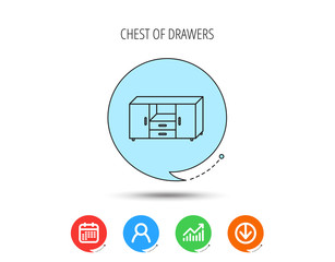 Wall Mural - Chest of drawers icon. Interior commode sign.