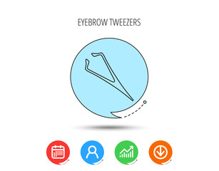 Wall Mural - Eyebrow tweezers icon. Cosmetic equipment sign.