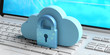 © Rawf8 - Cloud computing and cyber security, data protective shield. Blue cloud and padlock on a computer. 3d illustration