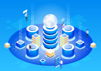 Wall Mural - abstract high technology concept. data storage. web cloud technology business.