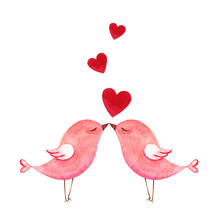 Happy Valentine's Day Watercolor Vector Illustration.