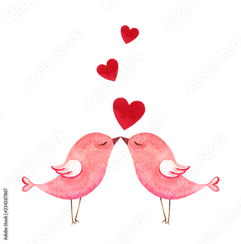 Fotografía Happy Valentine's day watercolor vector illustration.