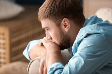 Canvas Print - Lonely depressed man at home