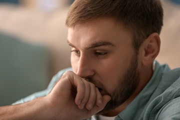 Canvas Print - Portrait of lonely depressed man