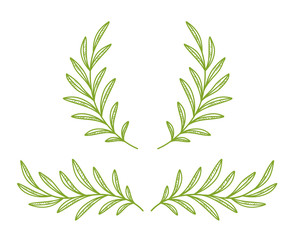 Wall Mural - green hand drawn olive branches and wreath