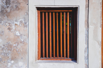 An old ancient antique wooden window chinese.