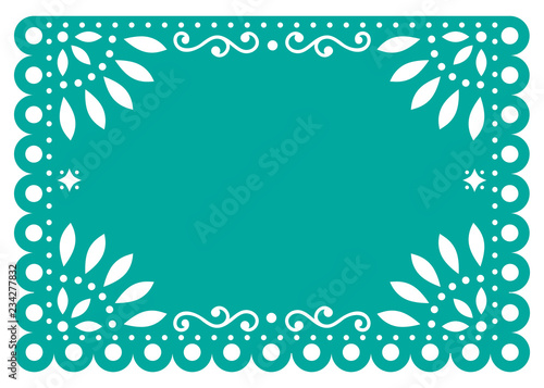 Download Papel Picado vector template design in turquoise, Mexican ...