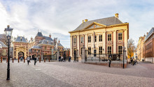 Panorama Photo Of The Mauritshuis With The Grenadierspoort To The Binnenhof In The Hague