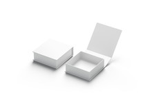 Blank White Opened And Closed Gift Box Mockup Set, Isolated