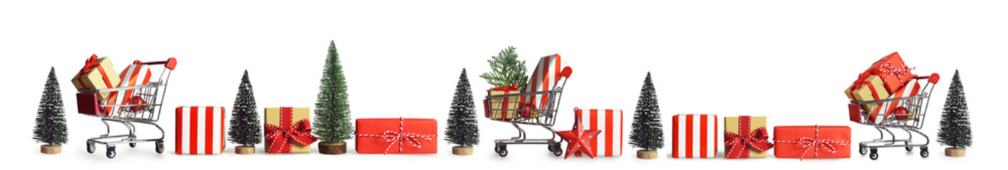 Wall Mural - Christmas gift shopping concept. Christmas banner