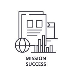 Wall Mural - Mission success line icon concept. Mission success vector linear illustration, sign, symbol