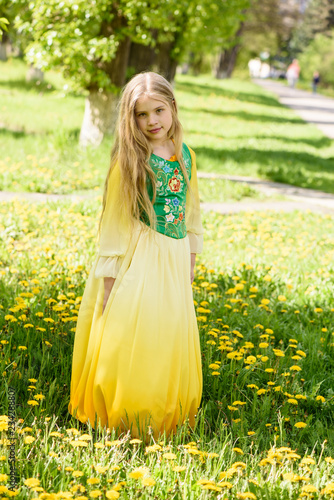 green dress with yellow flowers