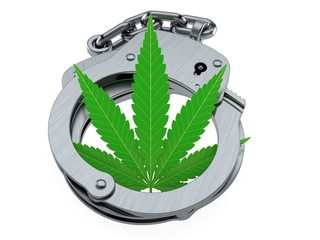 Poster - Cannabis leaf inside handcuffs