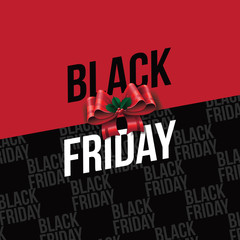 Black Friday super sale promotional design with copy space. Black and red design for the Friday after Thanksgiving. Eps10 vector illustration.