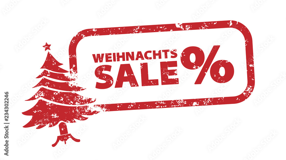Stock-Vektorgrafik „Stempel - Weihnachtssale Prozent - rote Tanne“