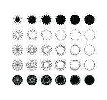 Set Of Thirty Different Styles Of Fifteen Point Star (pentadecagram) And  Pentadecagon.