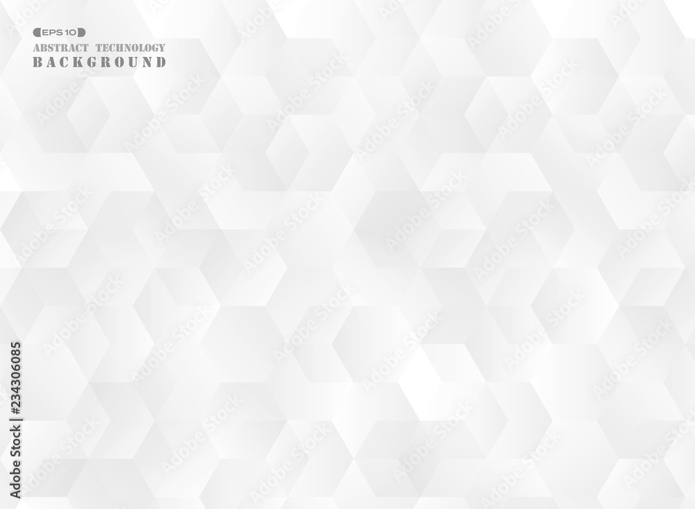 Abstract of futuristic gradient gray pentagon pattern background. - obrazy, fototapety, plakaty 