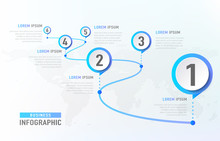 Timeline Infographic 6 Milestone Like A Road. Business Concept Infographic Template. Vector Illustration