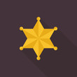 © natrot - Star sheriff icon with long shadow on brown background, flat design style