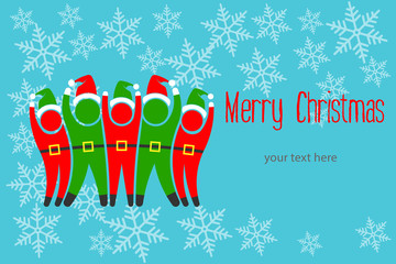 Wall Mural - christmas elves greeting card