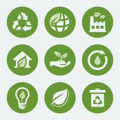 Vector ecology and recycling icons set