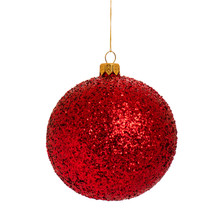 Christmas Red Bauble - Ball Isolated On White Background