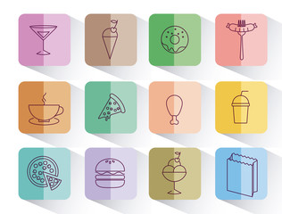 Canvas Print - set of fast food isolated icon