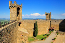 Courtyard Of Montalcino Fortress In Val D'Orcia, Tuscany, Italy