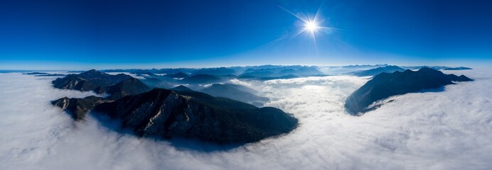 Lake of Fog between 2 lakes Walchen and Kochel n Bavaria, Germany